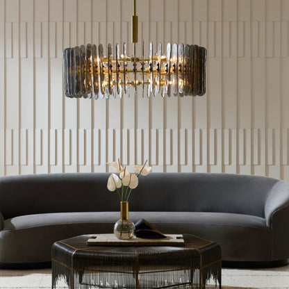 Avieinix Chandelier Iron & Glass & Seedy 25.5"D