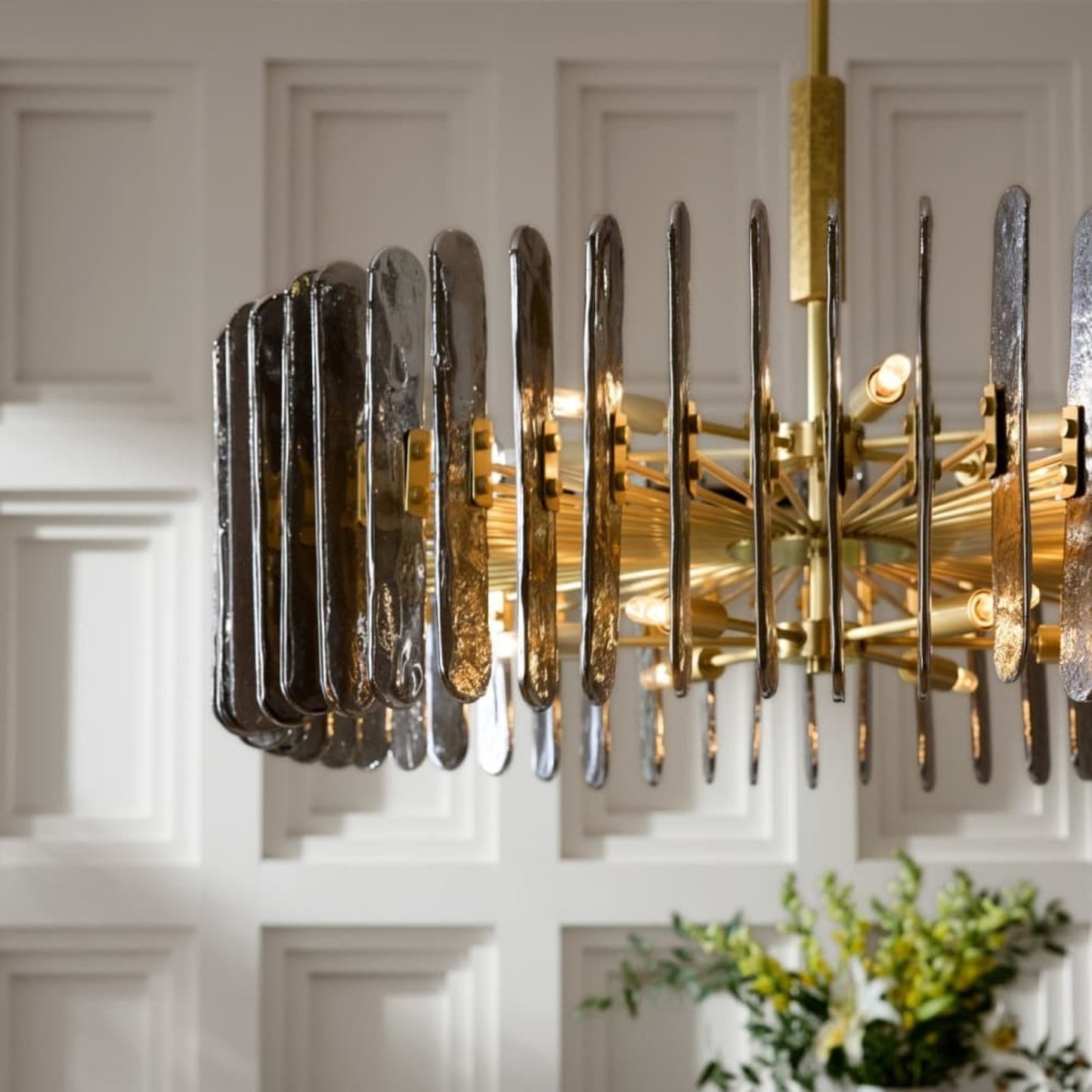 Avieinix Chandelier Iron & Glass & Seedy 25.5"D