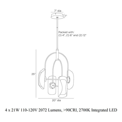 Vetiorin Chandelier Steel & Resin & Frosted Glass 20"D