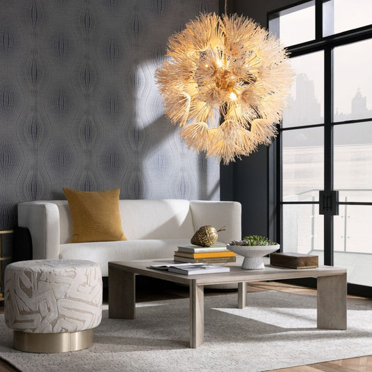 Calucyn Chandelier Coconut & Steel 33"D