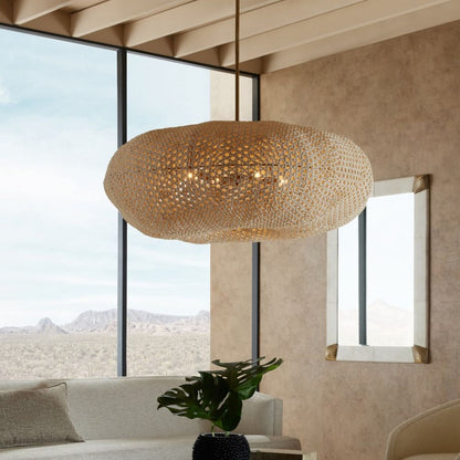 Verasera Chandelier Iron & Beech Wood 48"D
