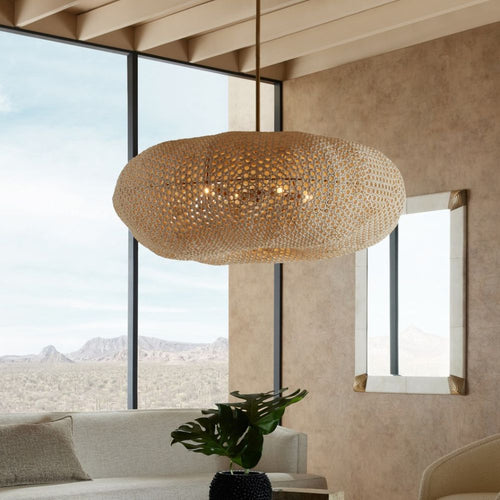 Verasera Chandelier Iron & Beech Wood 48"D