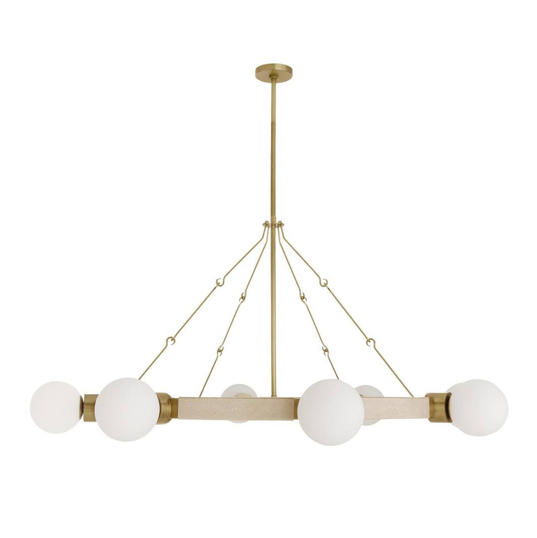 Cirooumond Chandelier Glass & Faux Shagreen Leather & Iron 55"D