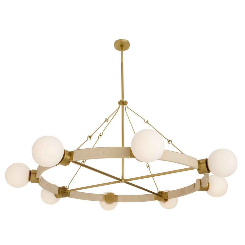 Cirooumond Chandelier Glass & Faux Shagreen Leather & Iron 55"D