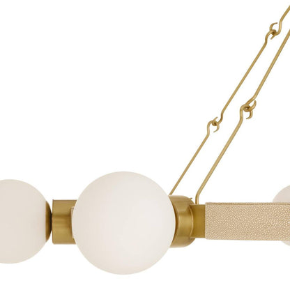 Cirooumond Chandelier Glass & Faux Shagreen Leather & Iron 55"D