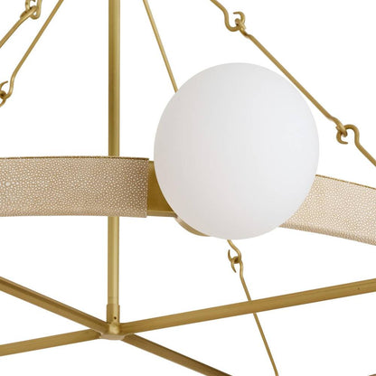 Cirooumond Chandelier Glass & Faux Shagreen Leather & Iron 55"D