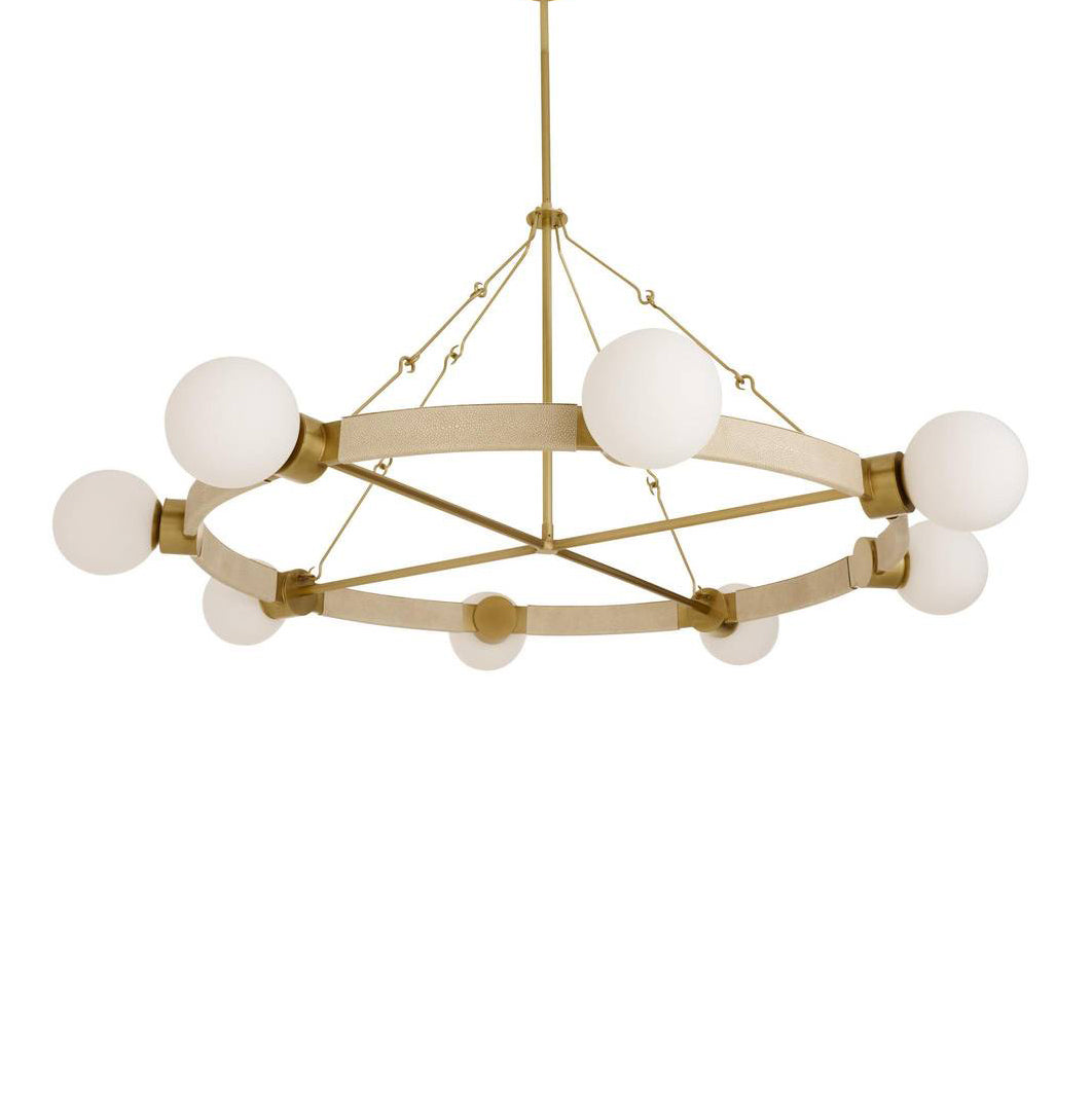 Cirooumond Chandelier Glass & Faux Shagreen Leather & Iron 55"D