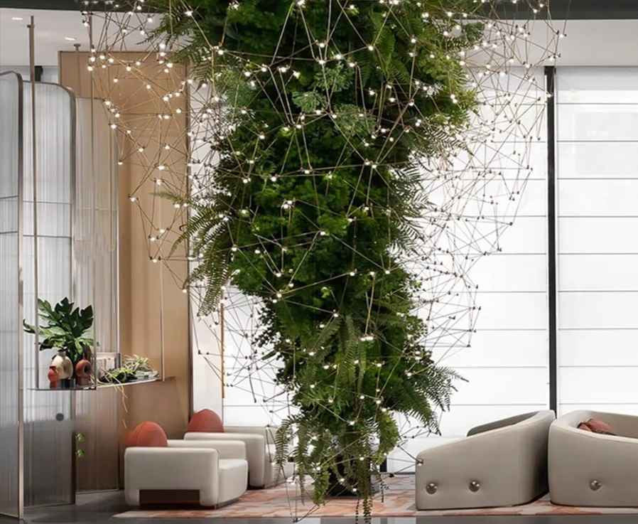 Lucia: Artifical Tree Chandelier - Entryway Chandelier - Foyer Light Fixtures