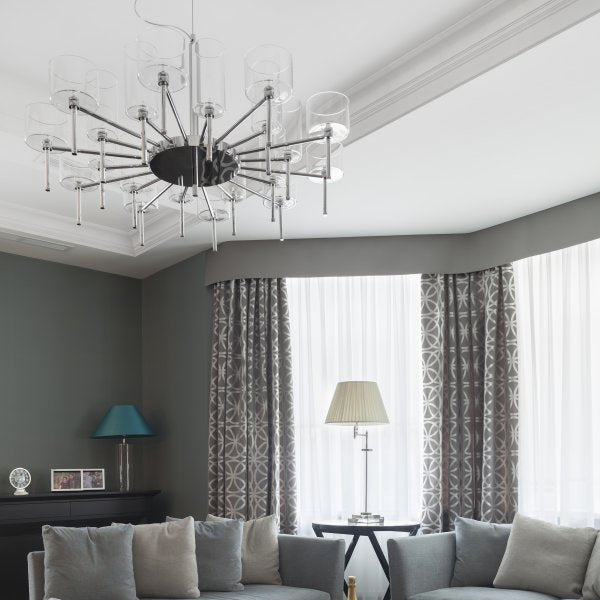 Jaryvaro Chandelier Light Chrome-plated Metal & Pirex Glass 46.75"D