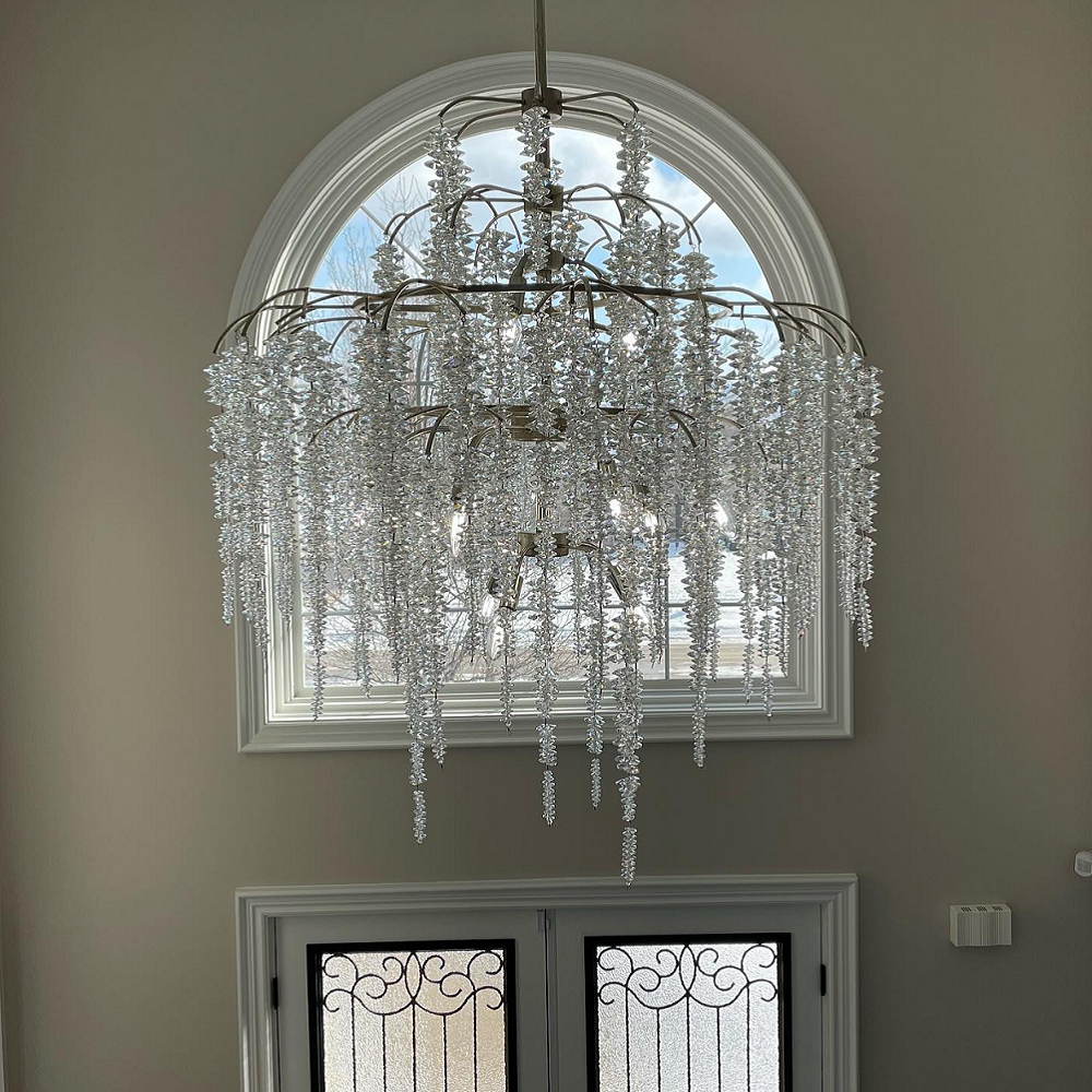 Light Luxury Silver Flower Branch Chandelier with Icicle Details for Bedroom Dining Room and Hallway - Richardrider