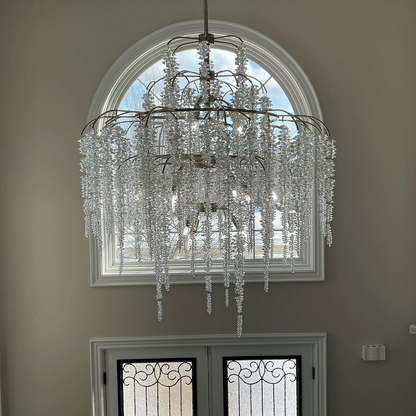 Light Luxury Silver Flower Branch Chandelier with Icicle Details for Bedroom Dining Room and Hallway - Richardrider