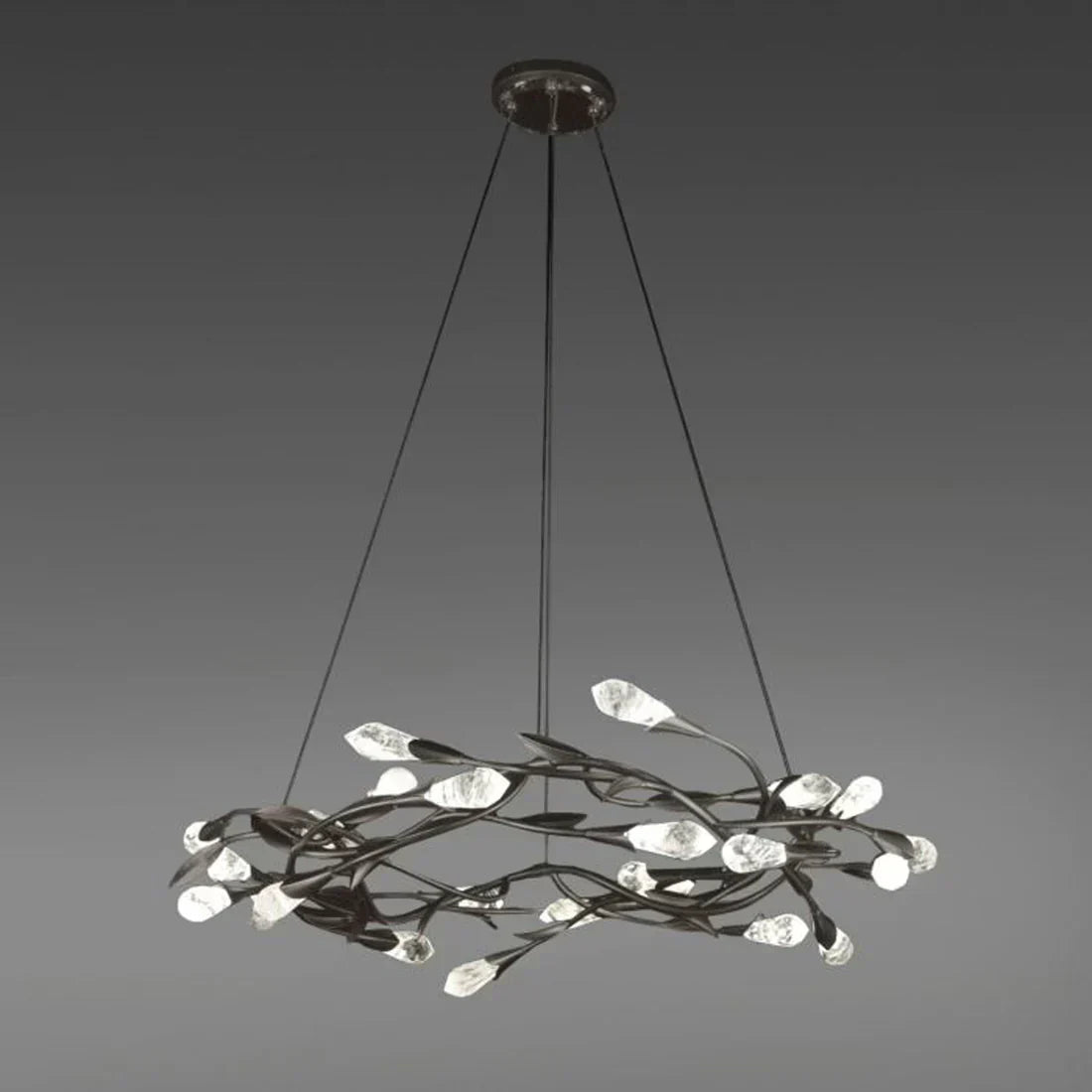 Modern Linear/Round Floral Branches Crystal Chandelier - Richardrider