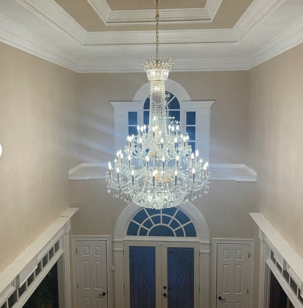 Extra Large European-style Multi-layers Candle Luxury Crystal Chandelier Gold Art Foyer/Staircase Decorative Light Fixture - Richardrider