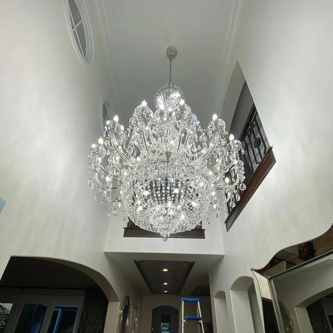 Extra Large European-style Multi-layers Candle Luxury Crystal Chandelier Gold Art Foyer/Staircase Decorative Light Fixture - Richardrider