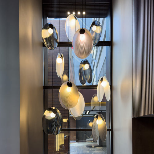 Noroulora LED Chandelier Lead-free Glass & Metal 38.2"D