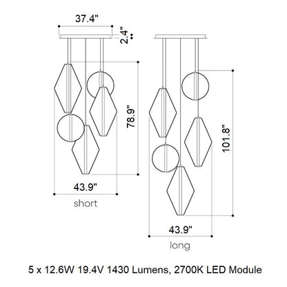 Soleilen LED Chandelier Mouth-blown Lead-free Crystal & Metal 39"D