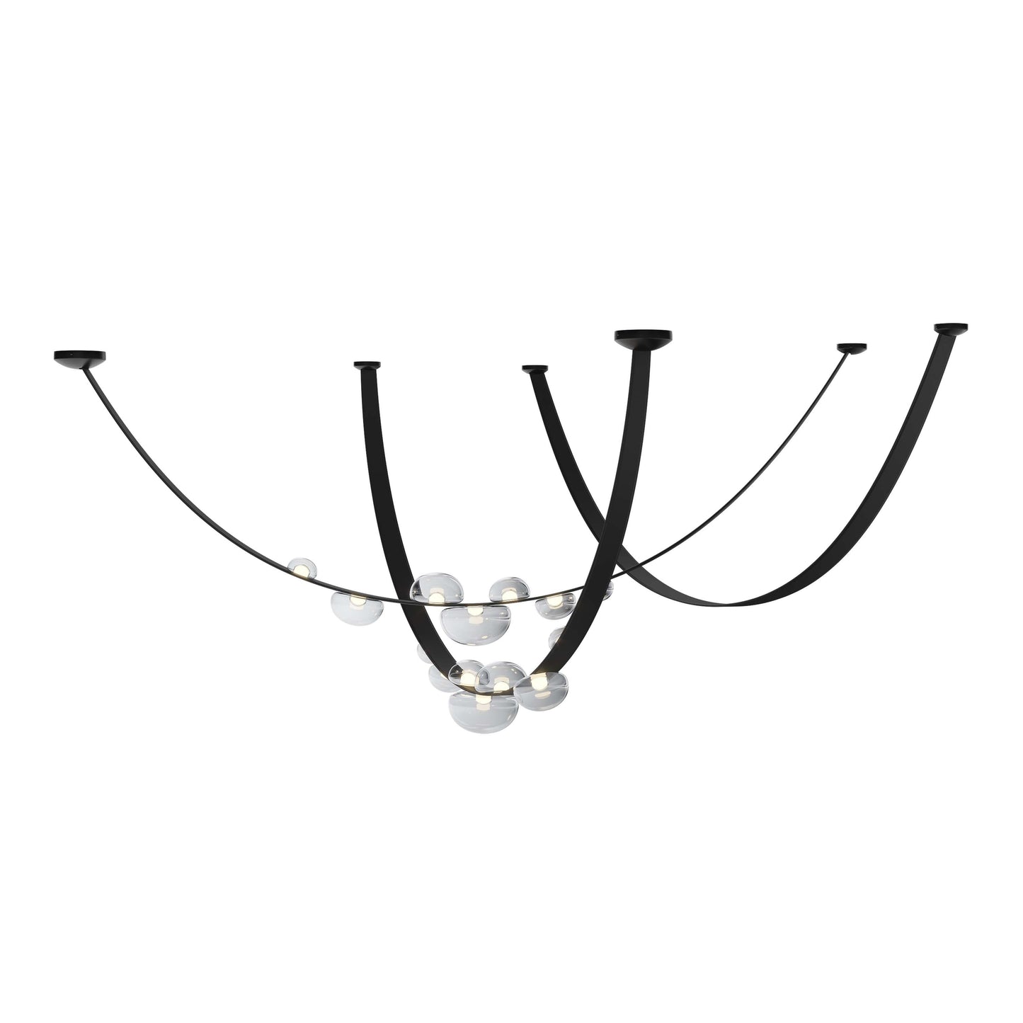 Ravouster Drops LED Chandelier Mouth-blown Lead-free Crystal & Metal & Leather