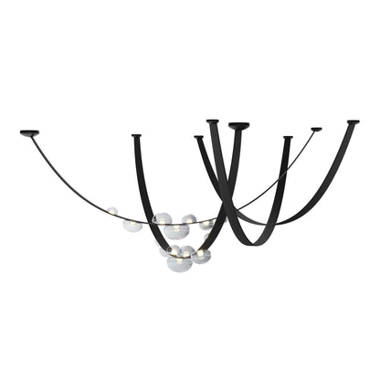 Ravouster Drops LED Chandelier Mouth-blown Lead-free Crystal & Metal & Leather