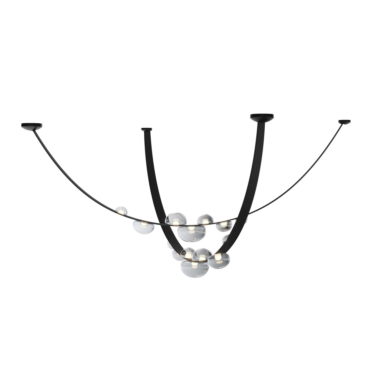 Ravouster Drops LED Chandelier Mouth-blown Lead-free Crystal & Metal & Leather