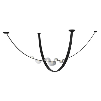 Ravouster Drops LED Chandelier Mouth-blown Lead-free Crystal & Metal & Leather
