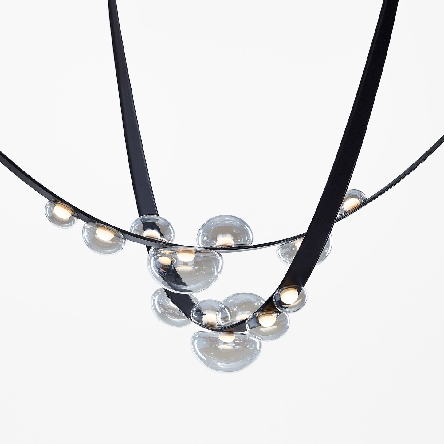 Ravouster Drops LED Chandelier Mouth-blown Lead-free Crystal & Metal & Leather