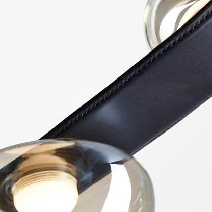 Ravouster Drops LED Chandelier Mouth-blown Lead-free Crystal & Metal & Leather