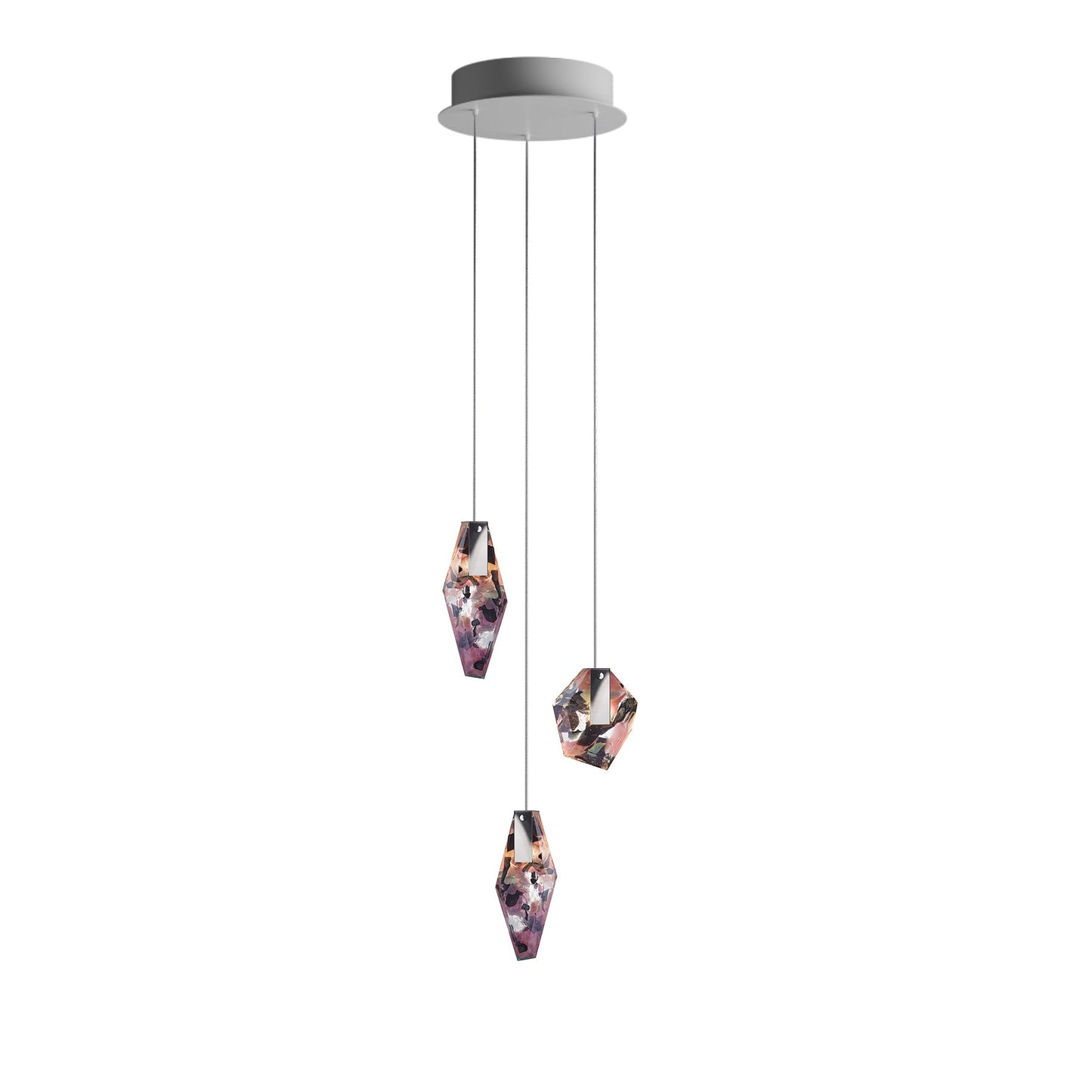 Nivocyn Round LED Chandelier Fragmentglass & Metal 11.4"D