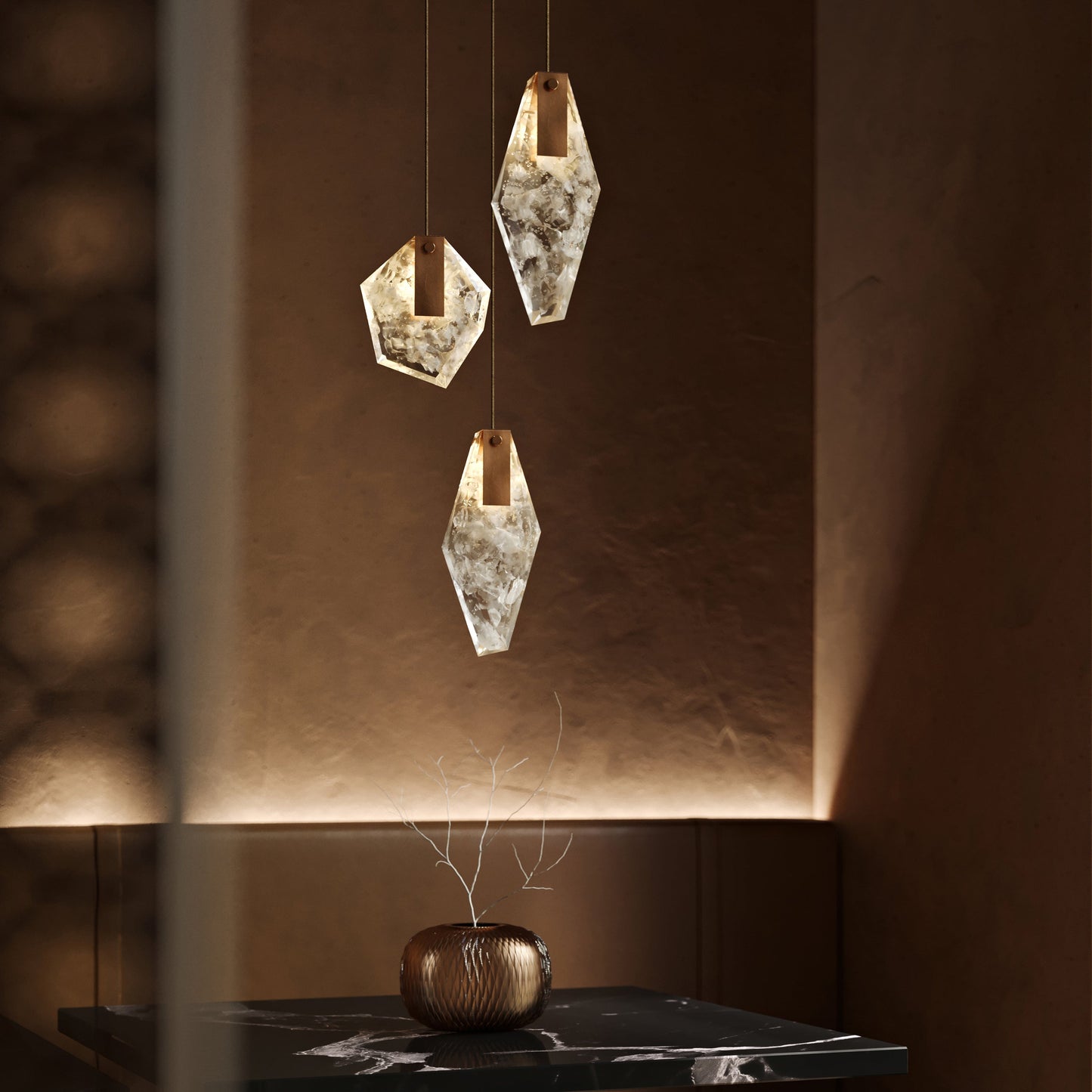 Nivocyn Round LED Chandelier Fragmentglass & Metal 11.4"D