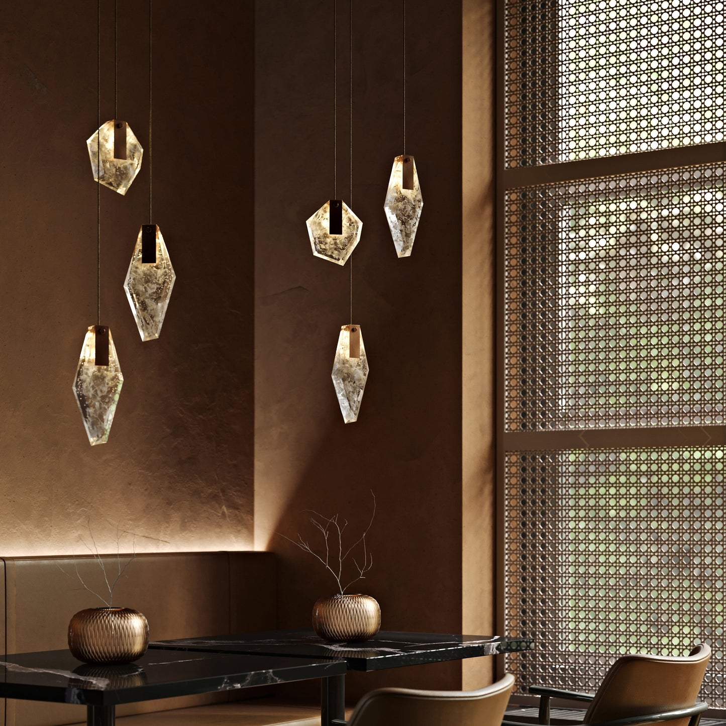 Nivocyn Round LED Chandelier Fragmentglass & Metal 11.4"D