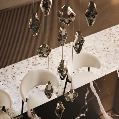 Nivocyn Round LED Chandelier Fragmentglass & Metal 11.4"D
