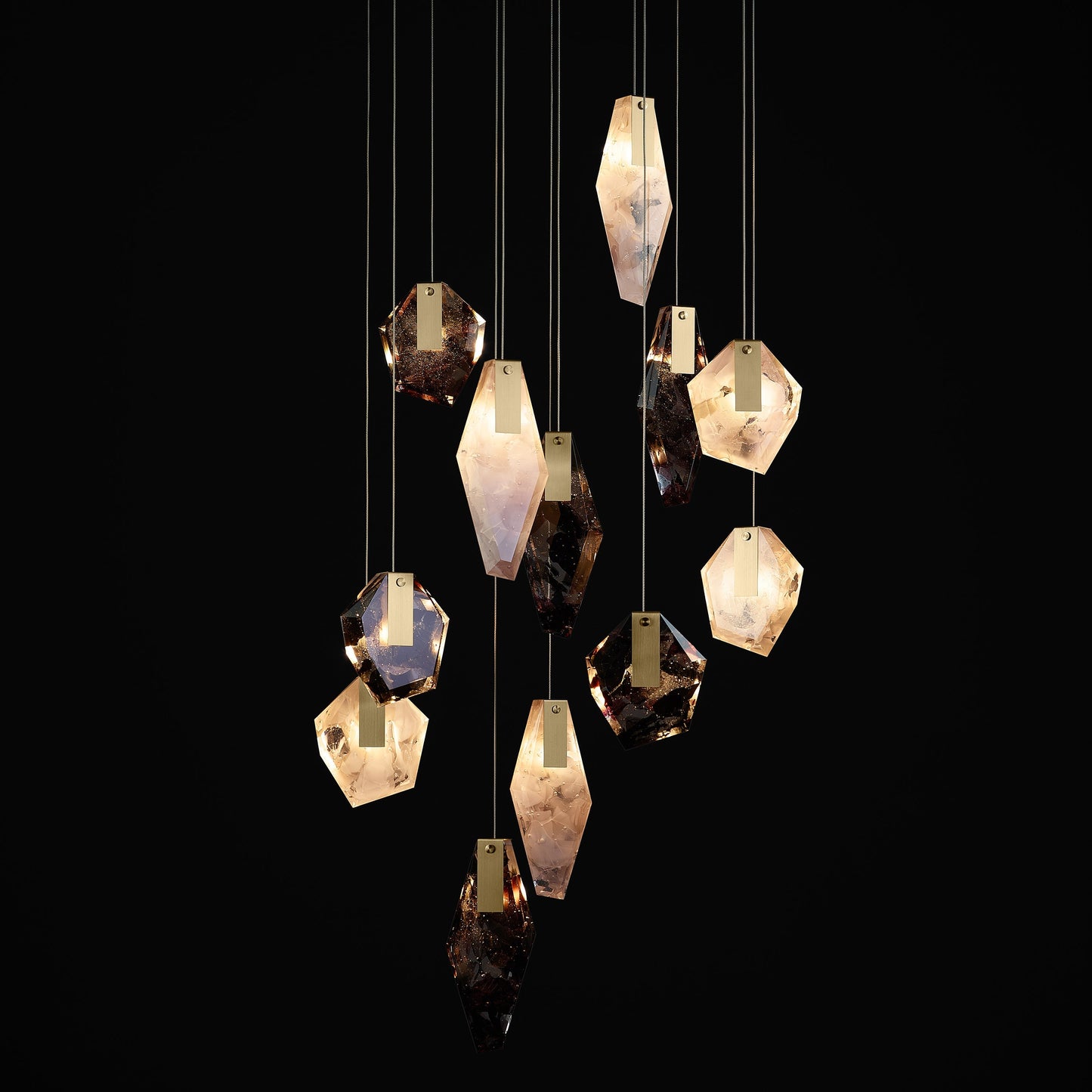 Nivocyn Round LED Chandelier Fragmentglass & Metal 11.4"D
