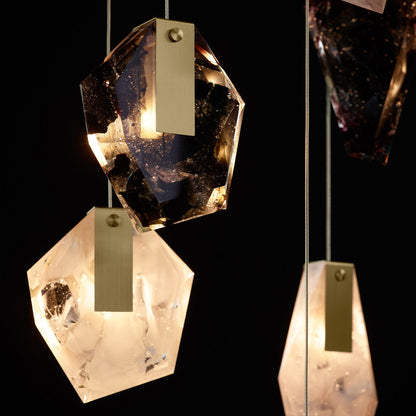 Nivocyn Round LED Chandelier Fragmentglass & Metal 11.4"D