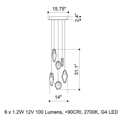 Nivocyn Round LED Chandelier Fragmentglass & Metal 11.4"D