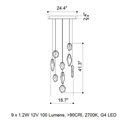 Nivocyn Round LED Chandelier Fragmentglass & Metal 11.4"D