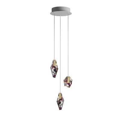 Nivocyn Round LED Chandelier Fragmentglass & Metal 11.4"D