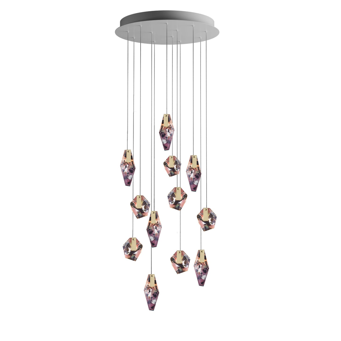 Nivocyn Round LED Chandelier Fragmentglass & Metal 11.4"D