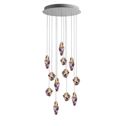 Nivocyn Round LED Chandelier Fragmentglass & Metal 11.4"D