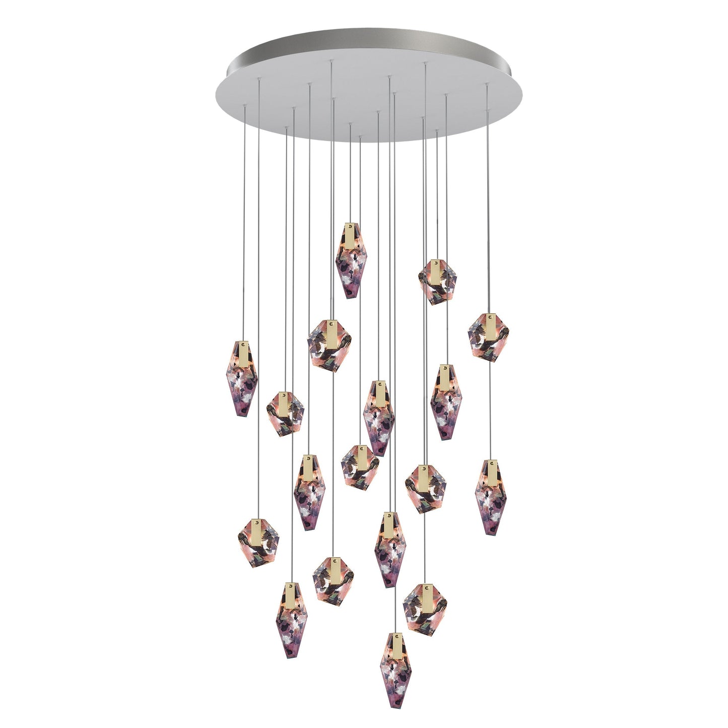 Nivocyn Round LED Chandelier Fragmentglass & Metal 11.4"D