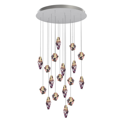 Nivocyn Round LED Chandelier Fragmentglass & Metal 11.4"D