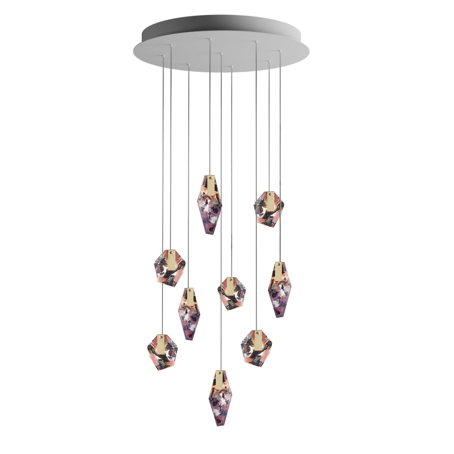 Nivocyn Round LED Chandelier Fragmentglass & Metal 11.4"D