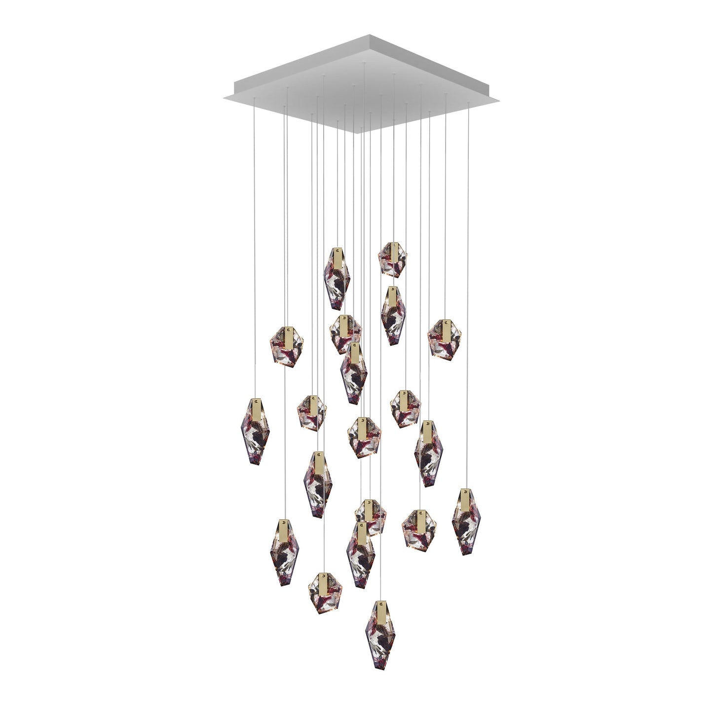 Nivocyn Square LED Chandelier Fragmentglass & Metal 37.1"W x 37.1"D