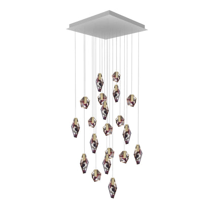 Nivocyn Square LED Chandelier Fragmentglass & Metal 37.1"W x 37.1"D