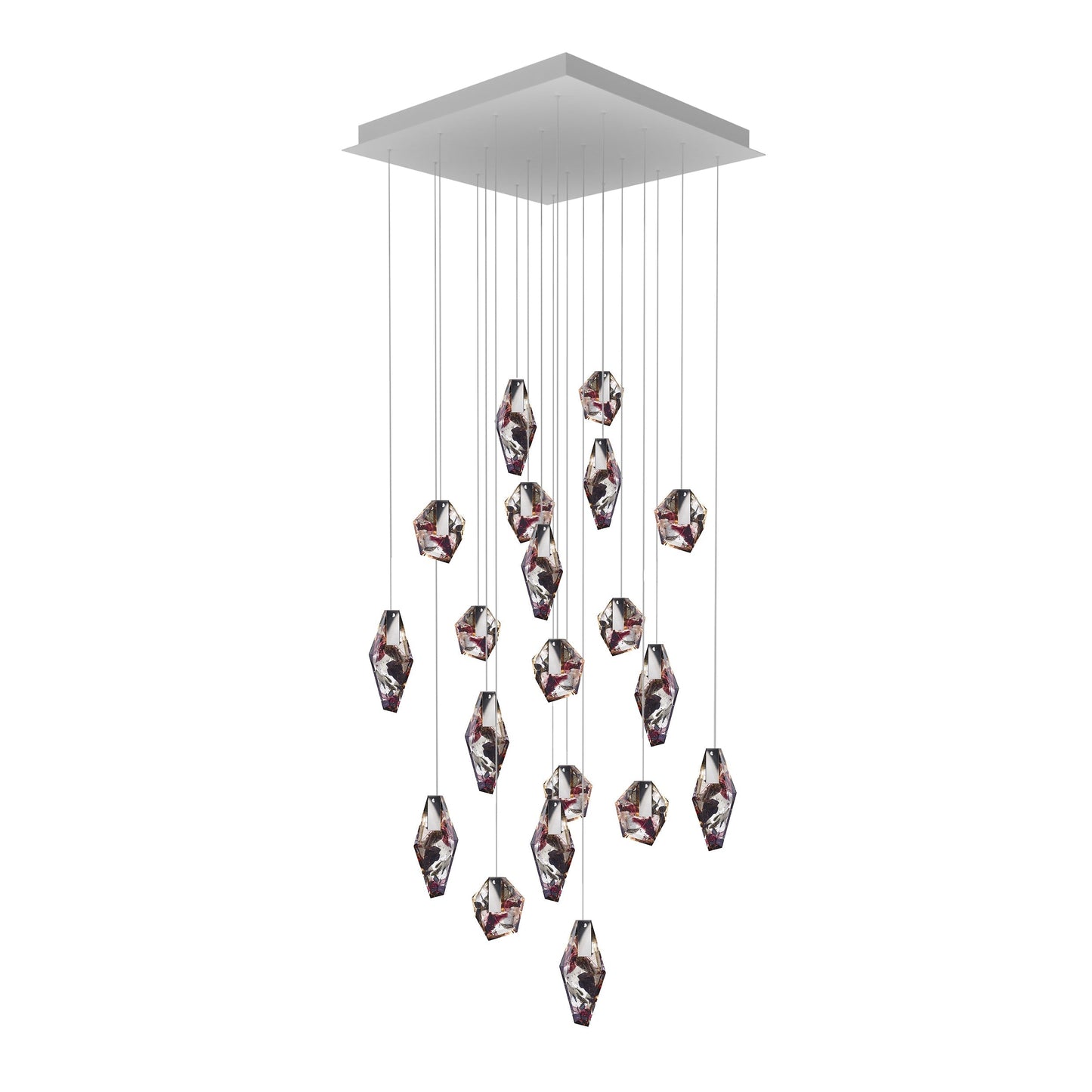 Nivocyn Square LED Chandelier Fragmentglass & Metal 37.1"W x 37.1"D