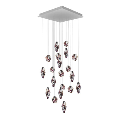 Nivocyn Square LED Chandelier Fragmentglass & Metal 37.1"W x 37.1"D