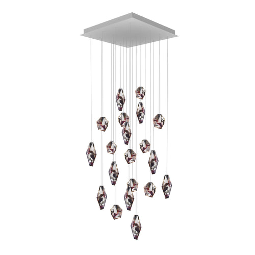 Nivocyn Square LED Chandelier Fragmentglass & Metal 37.1"W x 37.1"D
