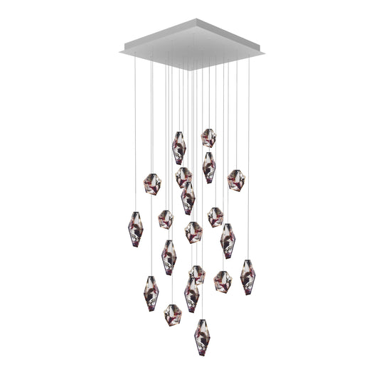 Nivocyn Square LED Chandelier Fragmentglass & Metal 37.1"W x 37.1"D
