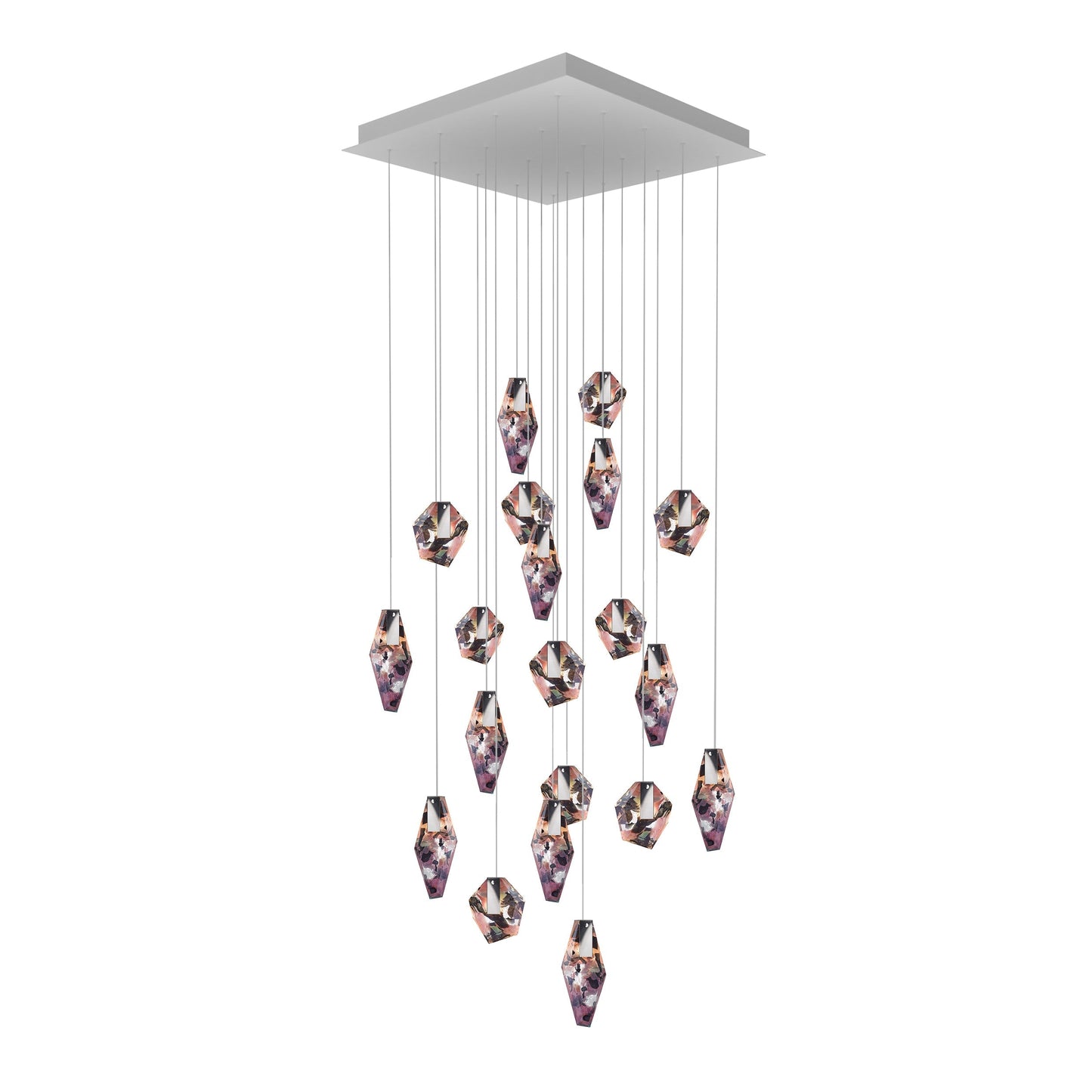 Nivocyn Square LED Chandelier Fragmentglass & Metal 37.1"W x 37.1"D