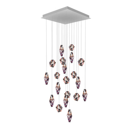 Nivocyn Square LED Chandelier Fragmentglass & Metal 37.1"W x 37.1"D