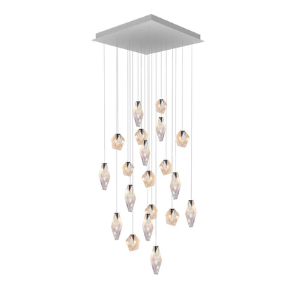 Nivocyn Square LED Chandelier Fragmentglass & Metal 37.1"W x 37.1"D