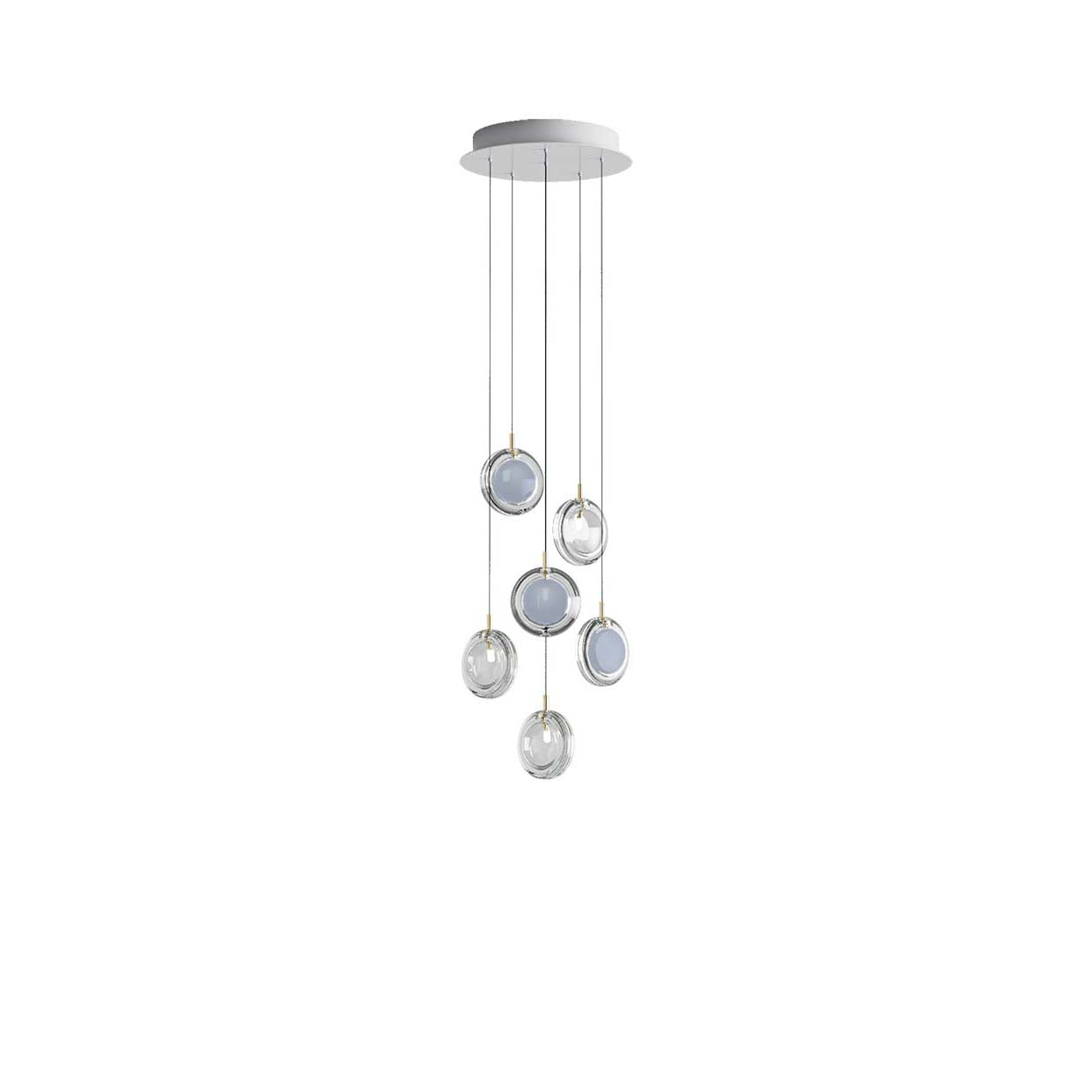 Calalen Round LED Chandelier Pressed Glass & Metal 12.8"D